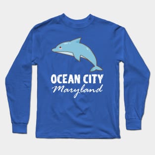 Ocean City Maryland (blue dolphin) Long Sleeve T-Shirt